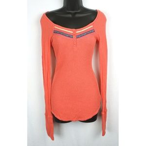 Free People Vintage Embroidered Thermal Top sz XS FIRM ON PRICE